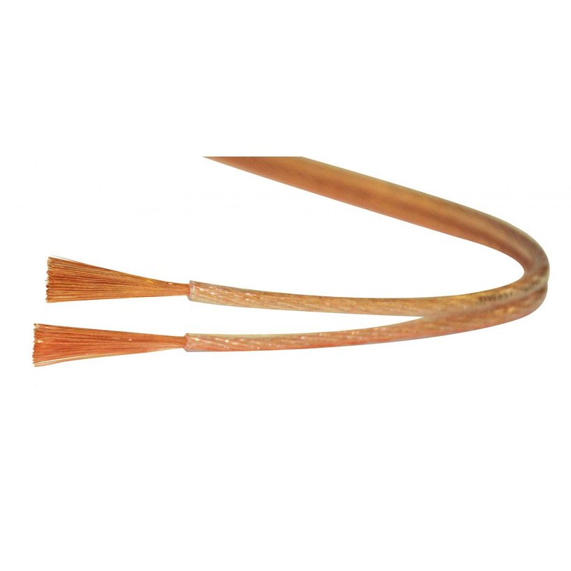 Close-up of Hills Antenna BC74612 speaker cable cross-section, showcasing 168-strand CCA conductors and 2 x 4.2mm insulated dimensions