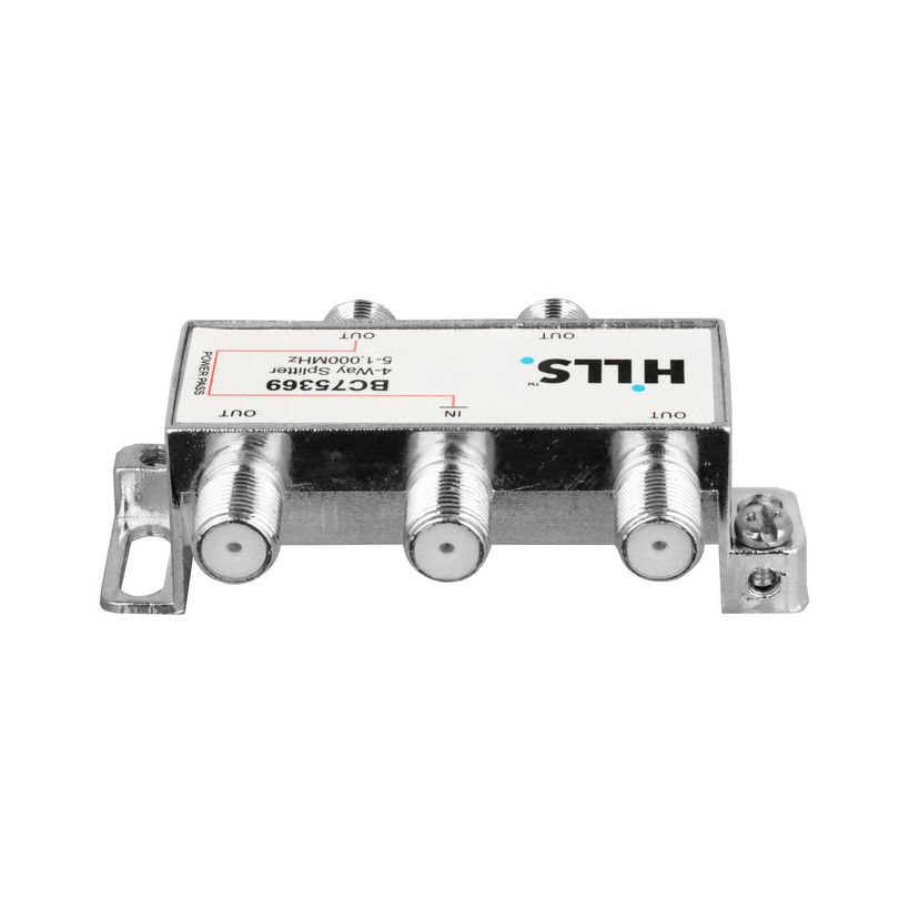 Genuine Hills Antenna 4-port F-type splitter with power pass port