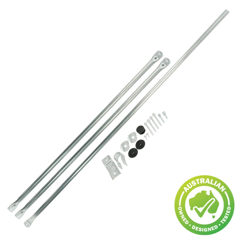 Cyclone-rated antenna tripod for tin roof installations with mounting accessories