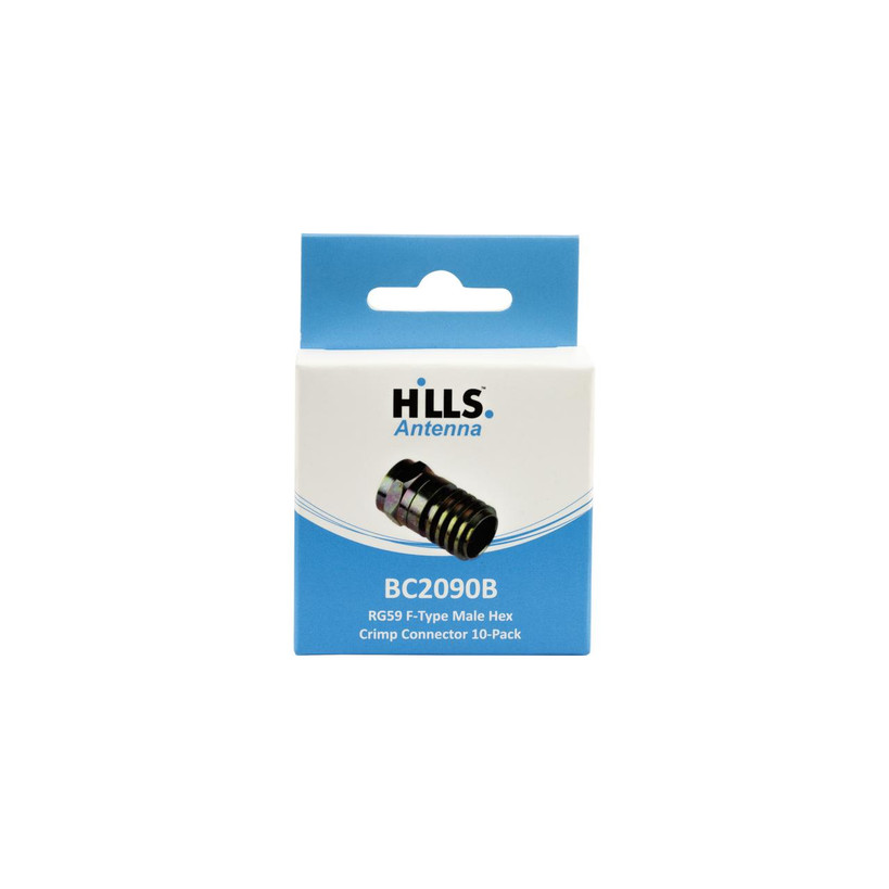Genuine Hills Antenna BC2090B RG59 F-Type crimp connector 10-pack boxed