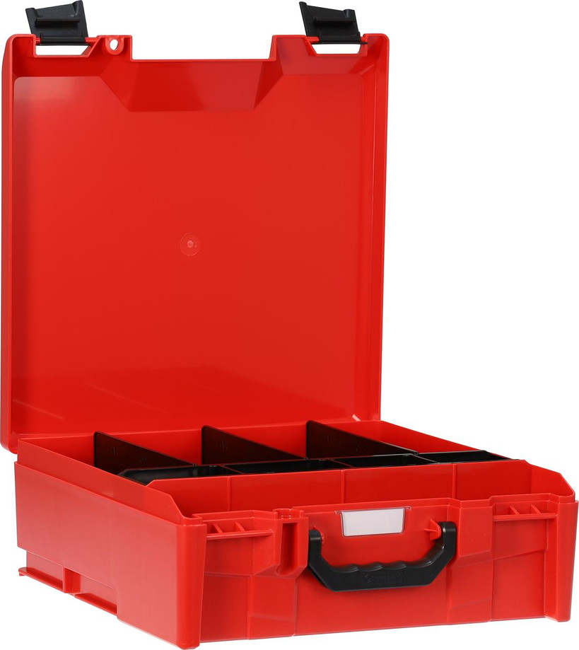 StorageTek Case Large ABS Lid c/w dividers-Red with Black Clasps