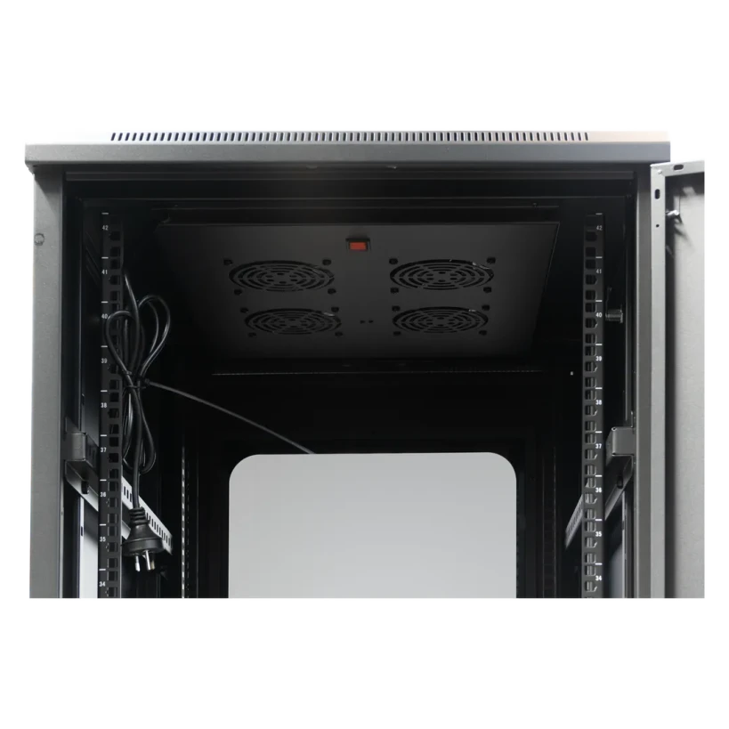Closeup view of 240v cooling fans in Datatek 24A42R68FPS 42U 800mm Deep Cabinet
