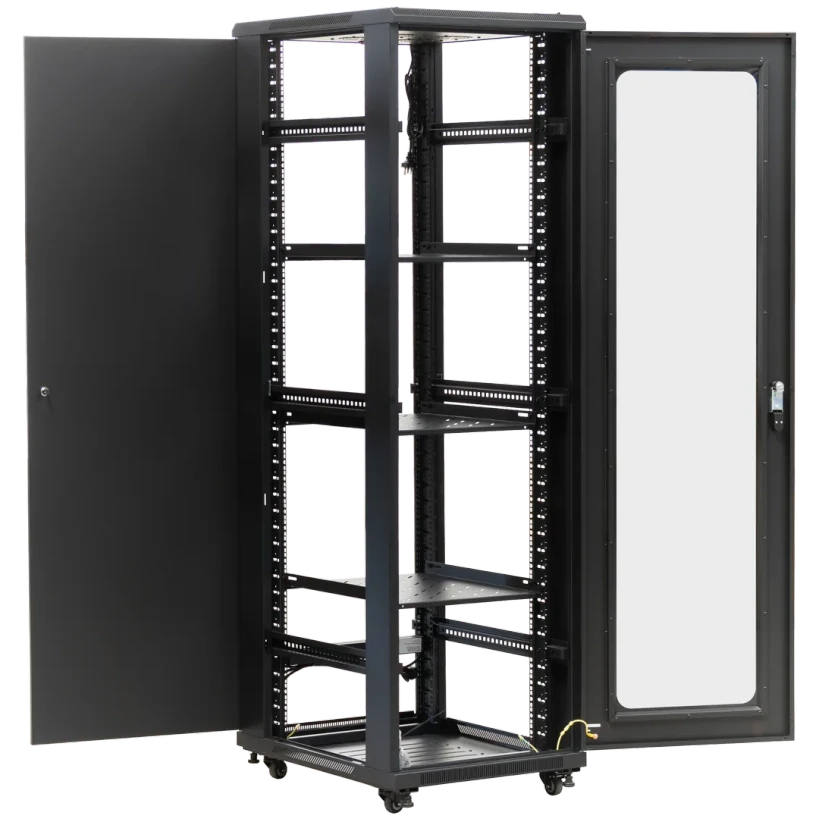 Opened Doors and Side panels removed of Datatek 24A42R68FPS 42U 800mm Deep Cabinet