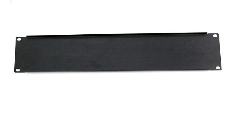 Datatek 2U rack filler plate showing metal construction and black finish