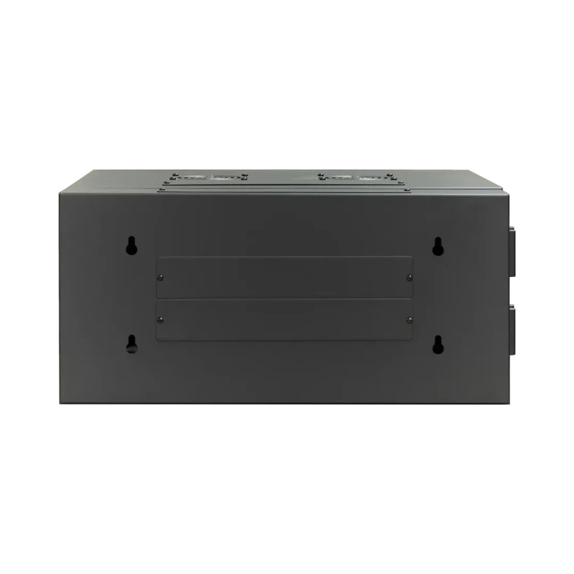 Rear view of Datatek 4U 600mm Swing Frame Wall Mount Data Cabinet showing mounting holes ready for installation