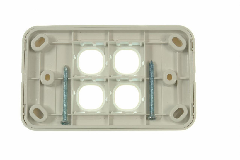 Rear view of Digitek 4 gang wallplate white, no mechanism