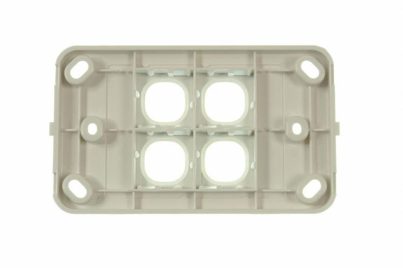 Rear view of Digitek 4 gang wallplate white, no mechanism without front cover