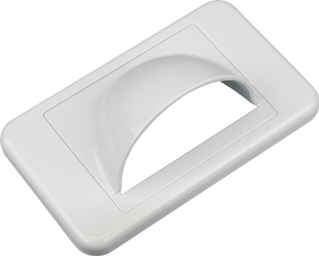 Profile shot of Digitek white bullnose wallplate showcasing robust ABS construction