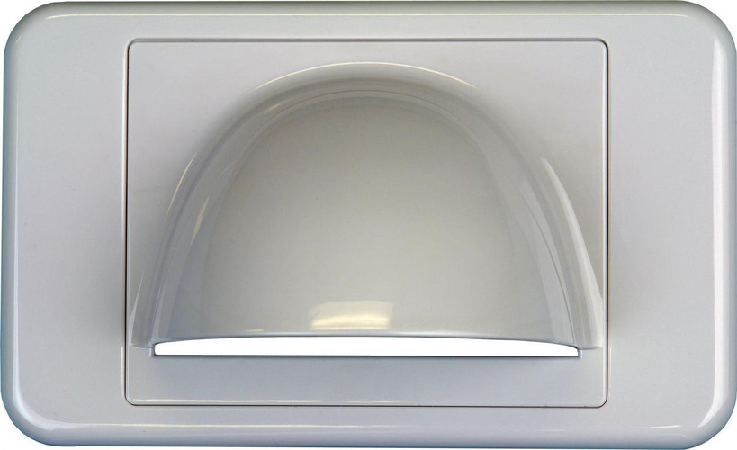 Digitek white bullnose media style wallplate with black bristle brush, 63.80mm x 40.70mm aperture for multi-cable pass-through