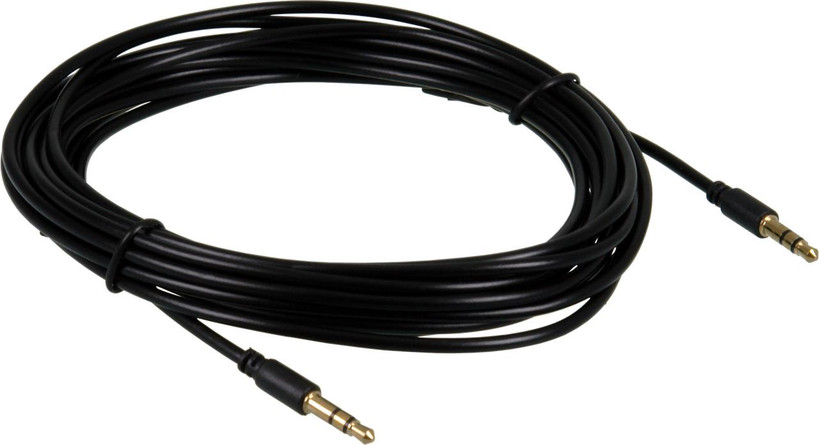 Digitek 3.5mm male-to-male stereo audio lead in black PVC with gold-plated plugs, available in 5m length for Hi-Fi connections