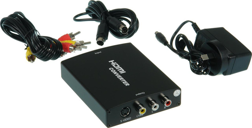 ProquipDigital 17HHDMI2AV HDMI to composite/S-Video converter in black compact housing, supporting 1080p input to analog output for legacy TVs