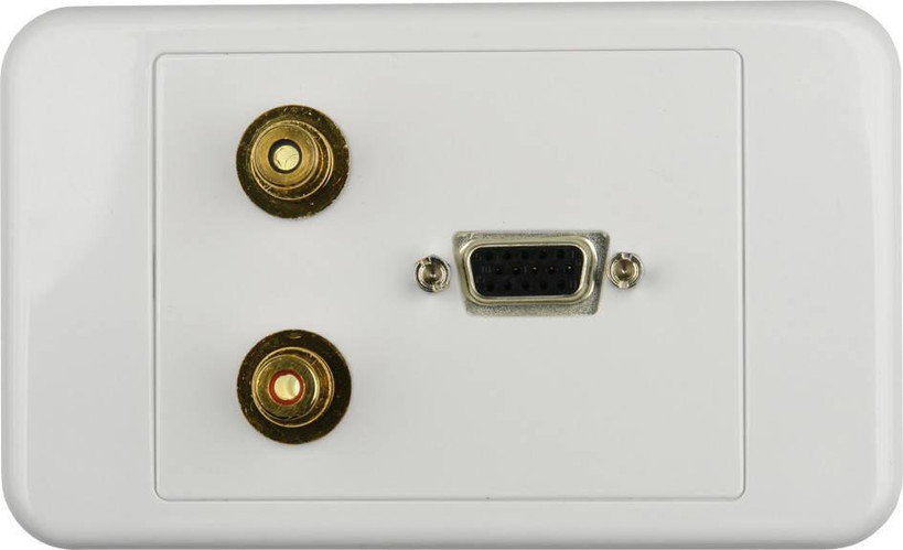 Digitek Wallplate with VGA and 2 x RCA Connections front view