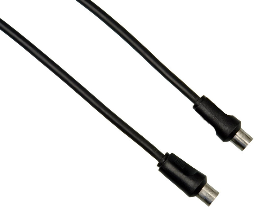 Close-up of Pal Male connectors in Digitek 1.8 metre tv fly lead in black