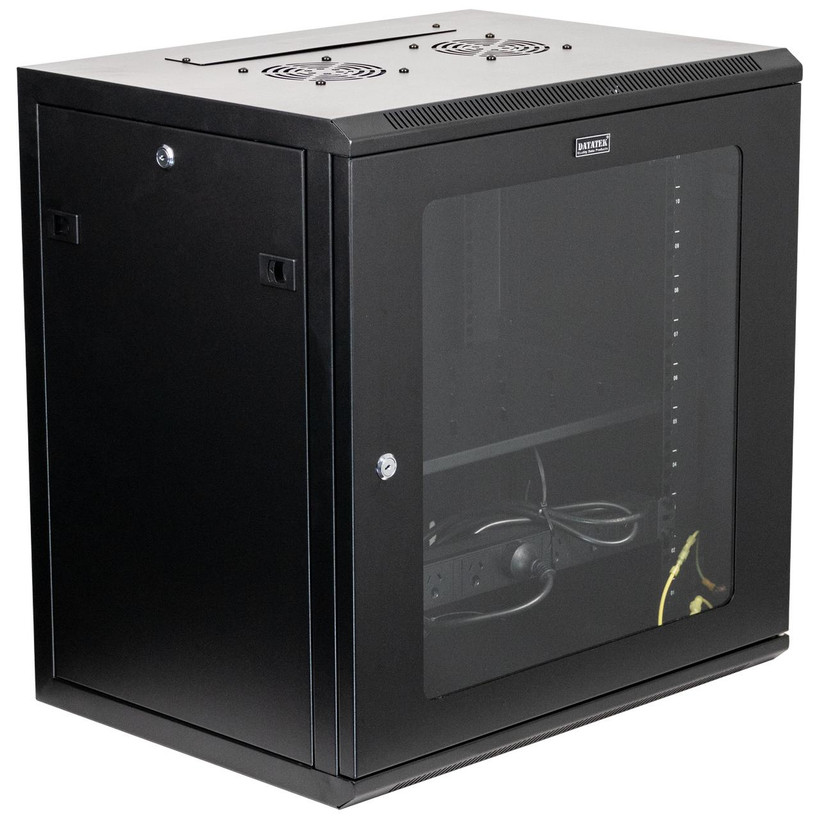 Datatek 24B12RW64FPS 12U Single Section Wall Mount Cabinet fully assembled ready to be installed