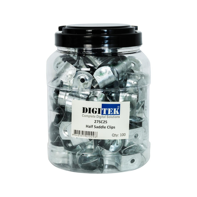 Pack of 100 Digitek 25mm Half Saddle Clips