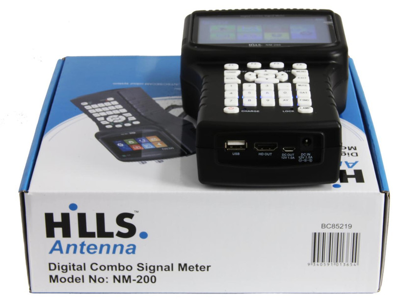 Hills Antenna NM-200 professional satellite and TV installation meter on top of package box