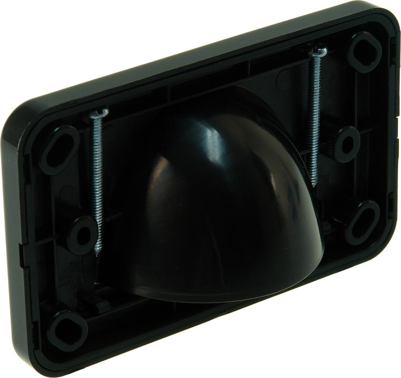 Rear view of Single brush Digitek media pass-through plate in reverse bullnose style for smart home