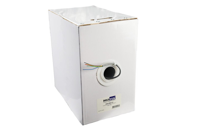 Digitek 300m grey 6-core security cable box reel for alarm wiring installations