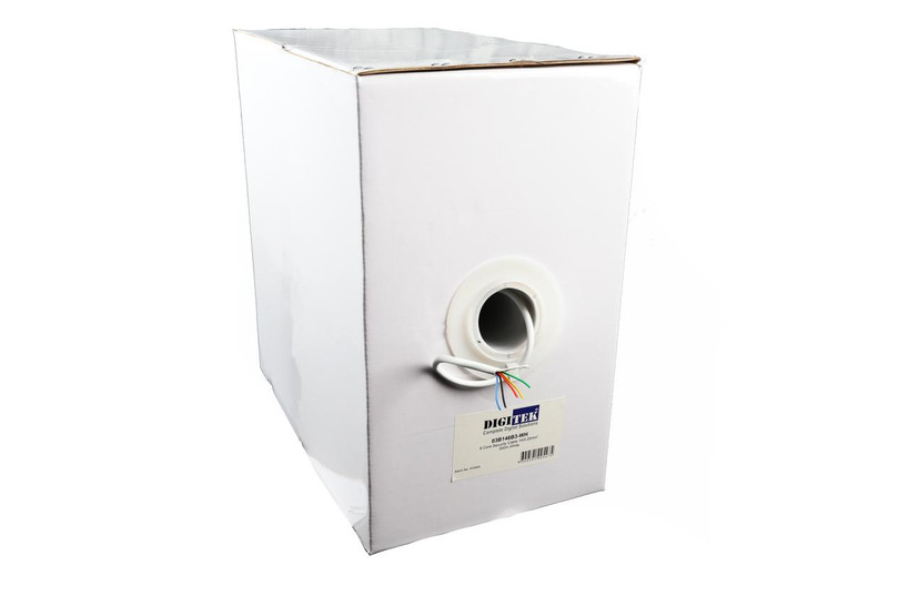 Digitek 300m white 6-core security cable box reel for alarm system wiring