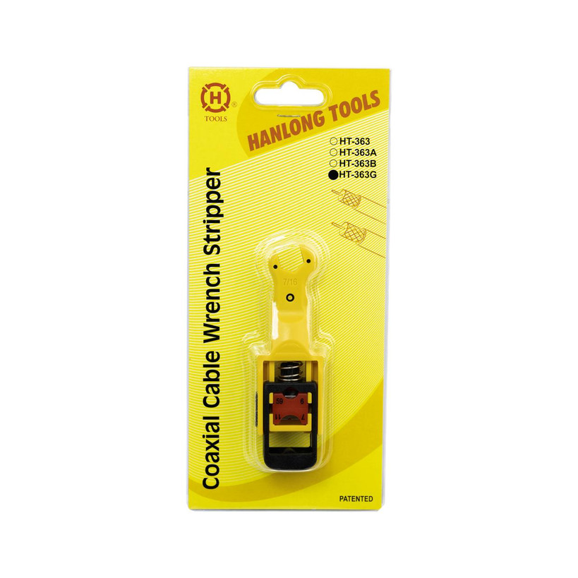 Hanlong Tools HT-363G Combination Cable Stripper and F Connector Wrench packaging