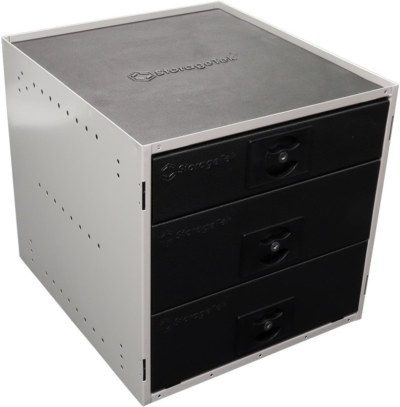 Black modular StorageTek storage cabinet 2Large 1Small