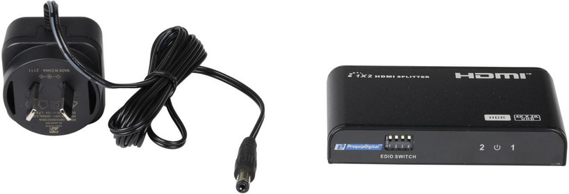 ProquipDigital HDMI splitter with dual output supporting Ultra HD and HDR with power adaptoer