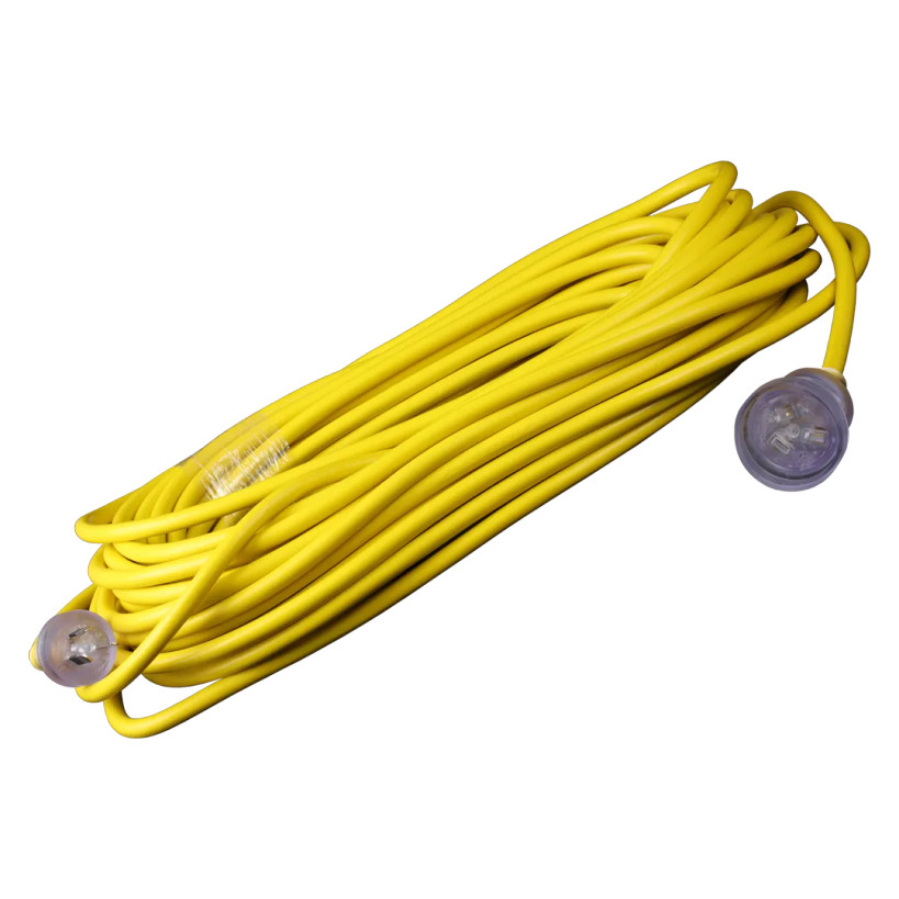 Yellow and red extension lead with 3 copper conductors
