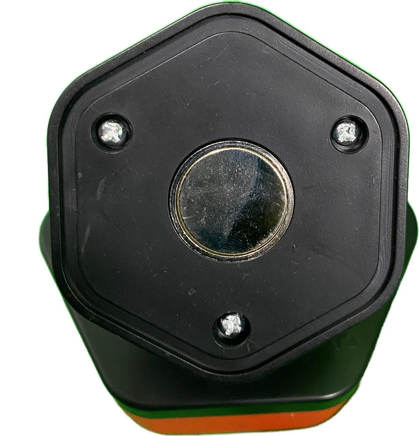 Compact magnetic LED work light for construction and DIY projects showing magnetic base