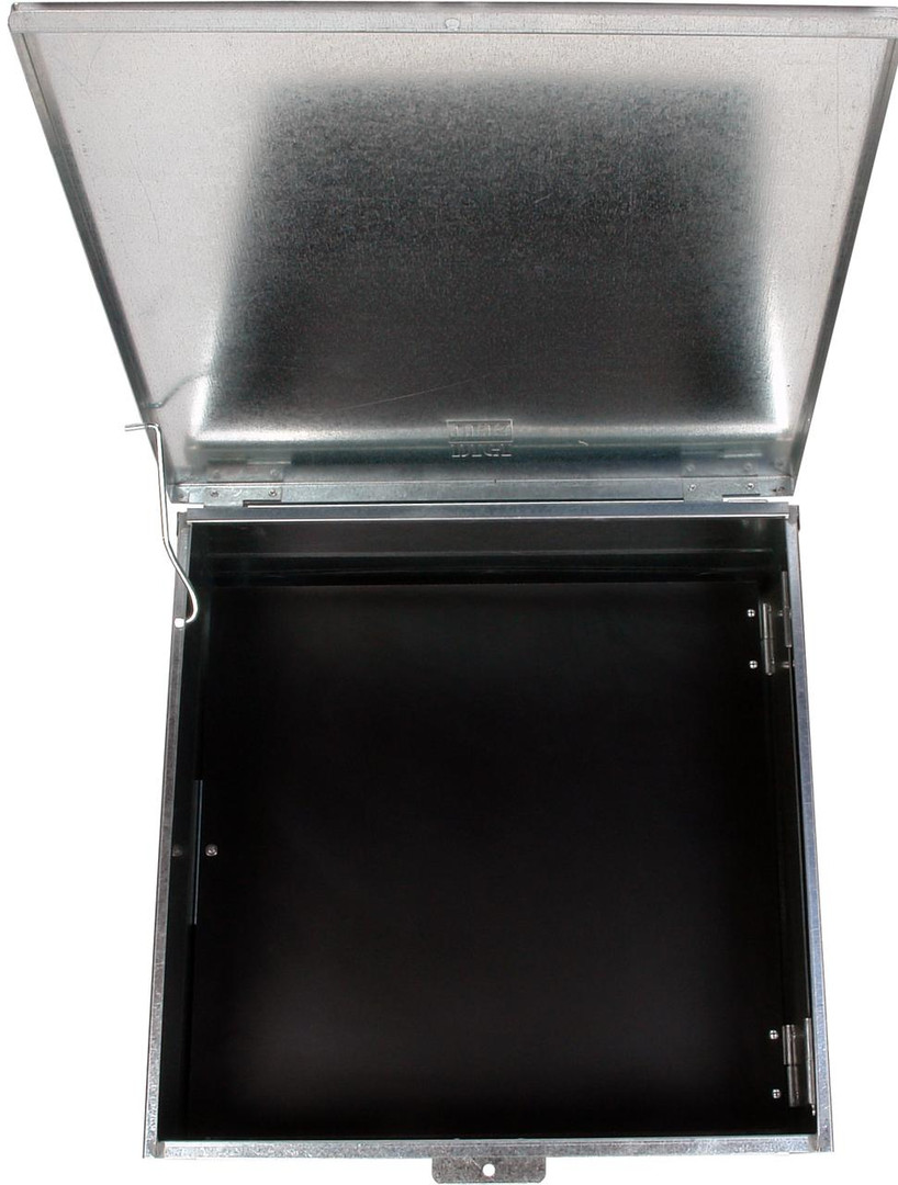 Front view of Digitek 27MB2424UA meter box, showcasing removable top-hinged door and powder-coated galvanised finish for ACT/NSW compliance