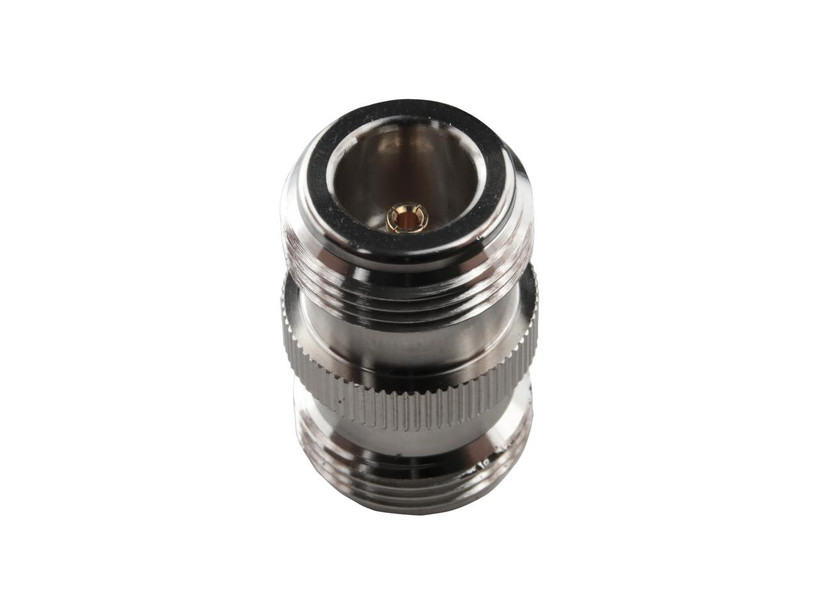 Side view of the durable Hills Antenna N to N adaptor with low VSWR specs ideal for 50 Ohm TV or radio signal joins