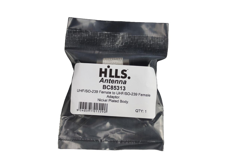 Packaging of Hills Antenna UHF/SO-239 Adaptor in poly bag with label prepared for quick professional or DIY RF installations