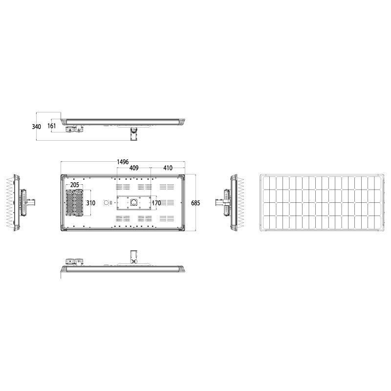 ENSA SSL-B 60W solar motion LED street light dimensions