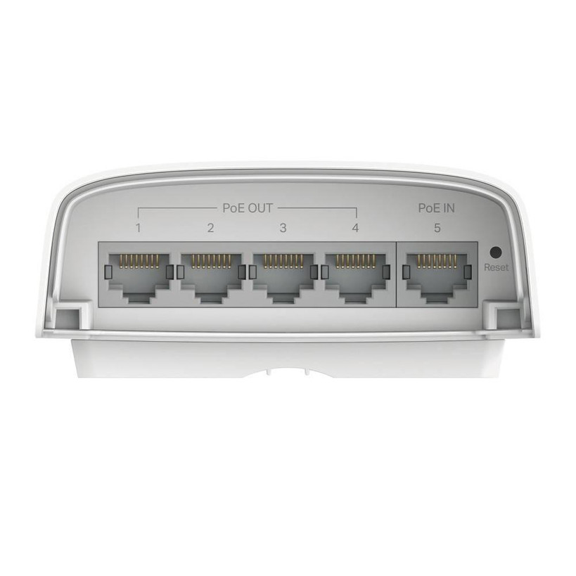 Bottom view of Omada 5-Port Gigabit Smart Switch showing POE+ Ports