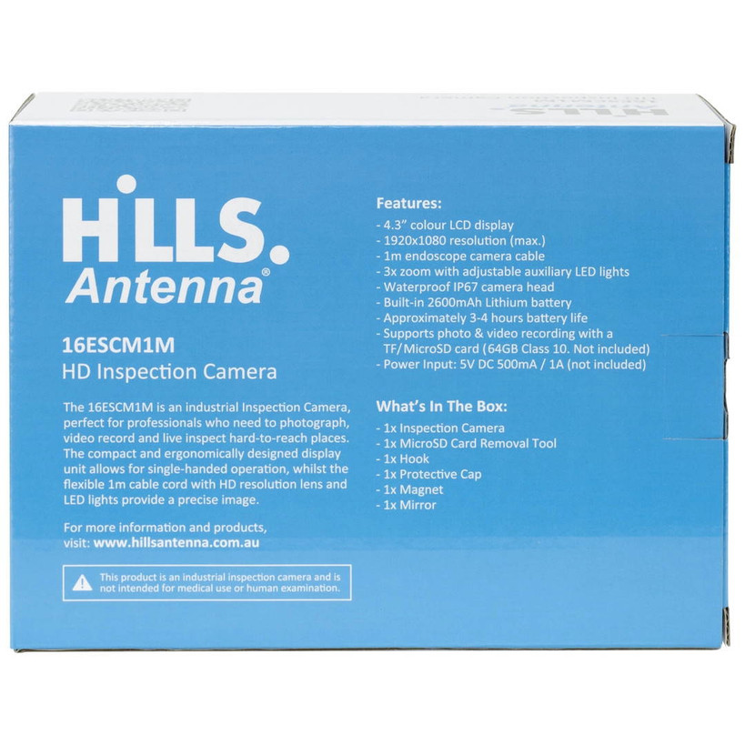 Hills Antenna 16ESCM1M inspection camera with 4.3-inch HD display and waterproof lens for industrial use