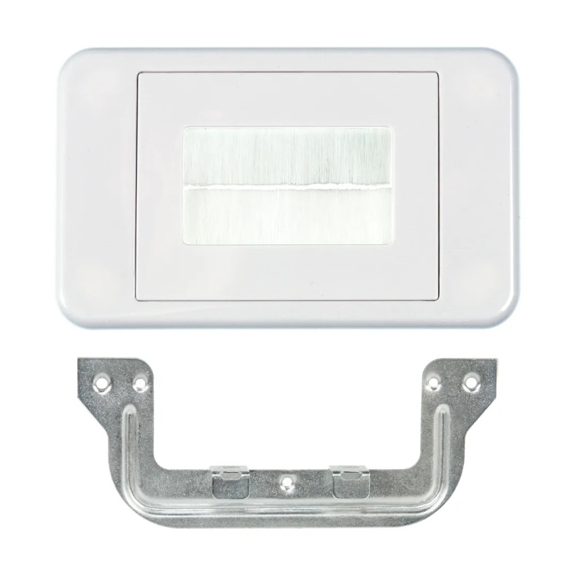 Hills Antenna Flat Media Style White Wallplate with C-Clip Front View