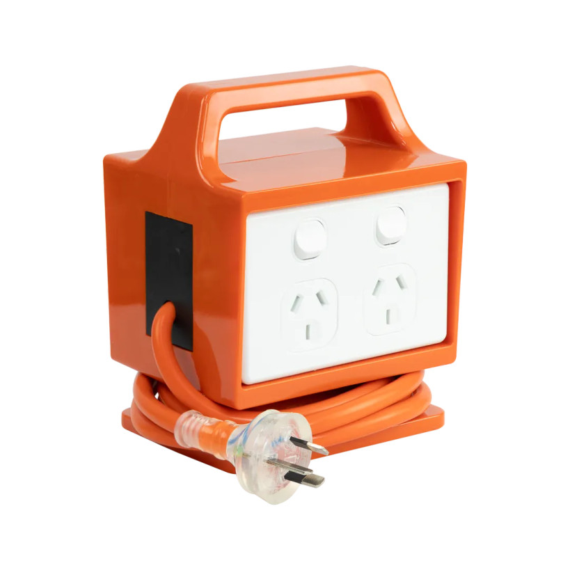 4 Outlet Power Block with RCBO Protection Front Angle Right Facing View