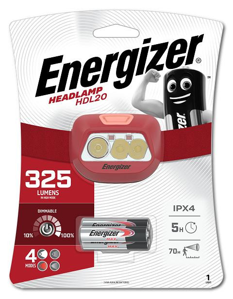 Packaging of ENERGIZER HEADLAMP HDL20 with 325 Lumens