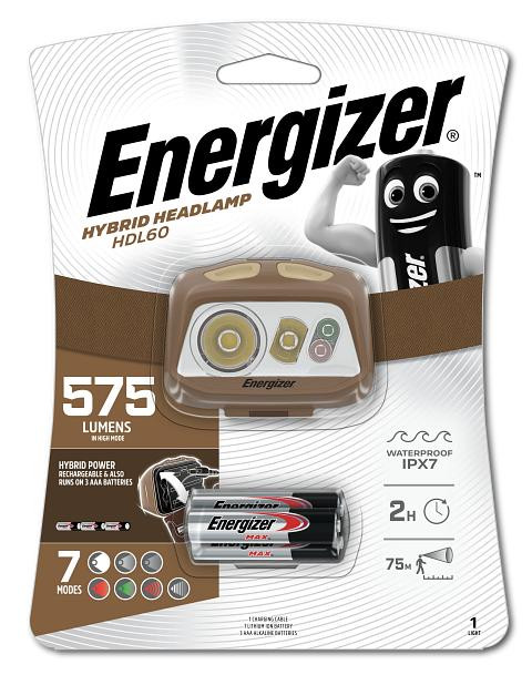 Packaging of Energizer HDL60 Head Torch with 575 Lumens 