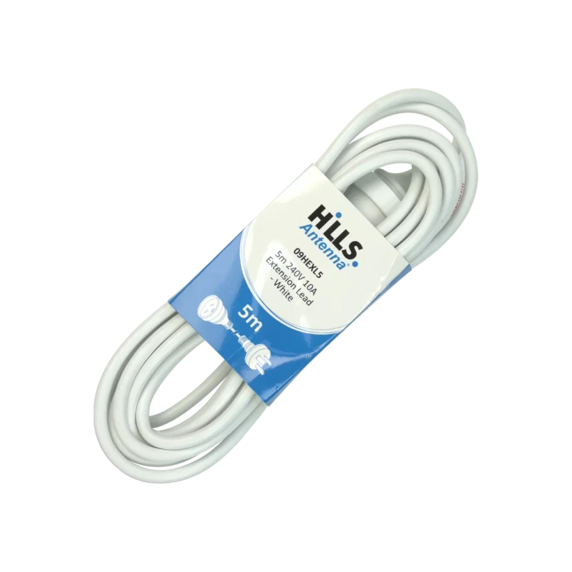 Packaging of Hills Antenna 5m White Power Extension Lead