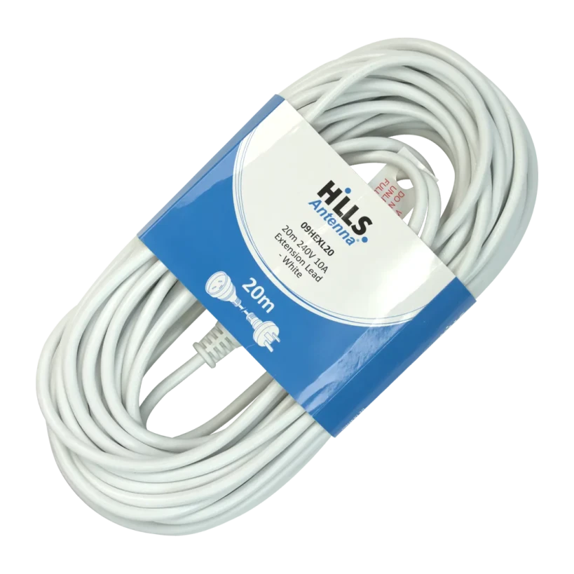 Packaging of Hills Antenna 20m White Power Extension Lead