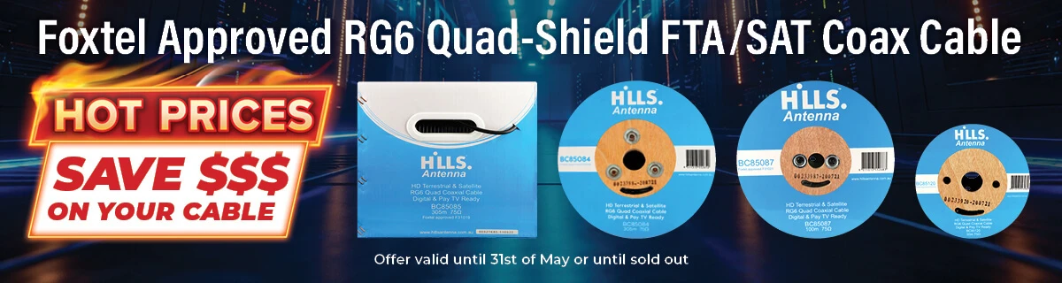 Foxtel Approved RG6 Quad-Shield FTA/SAT Coax Cable on sale until 31 May