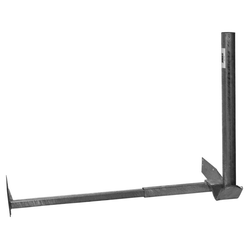 Side view of Hills Antenna FB607238A 65cm N4 gutter mount showing 900mm long reach