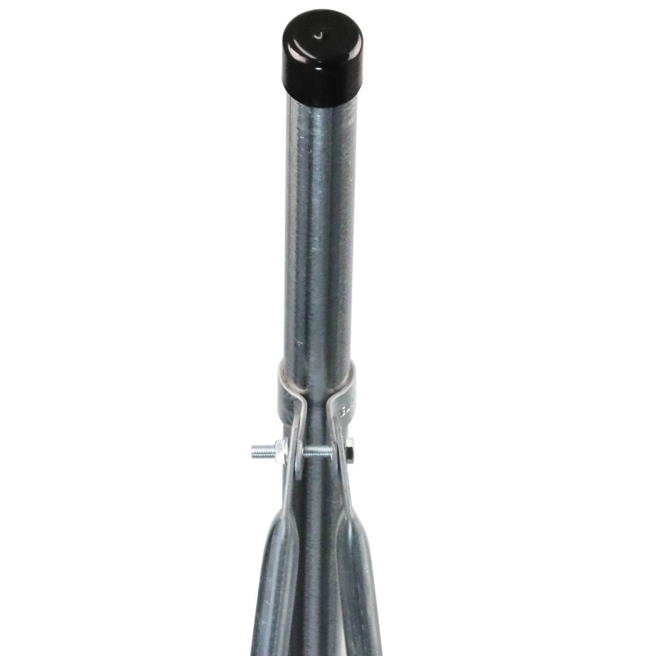 Close-up of hot-dip galvanised Hills Antenna FB607198 ridge mount showing weatherproof seal