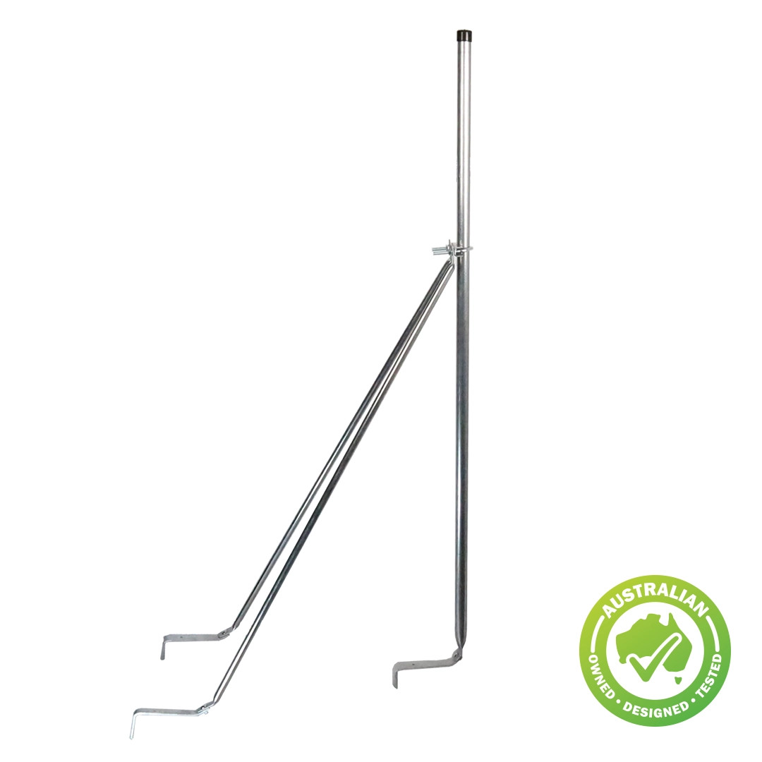 Heavy-duty 1.4m antenna mast for terracotta and concrete tiles assembled side view Australian
