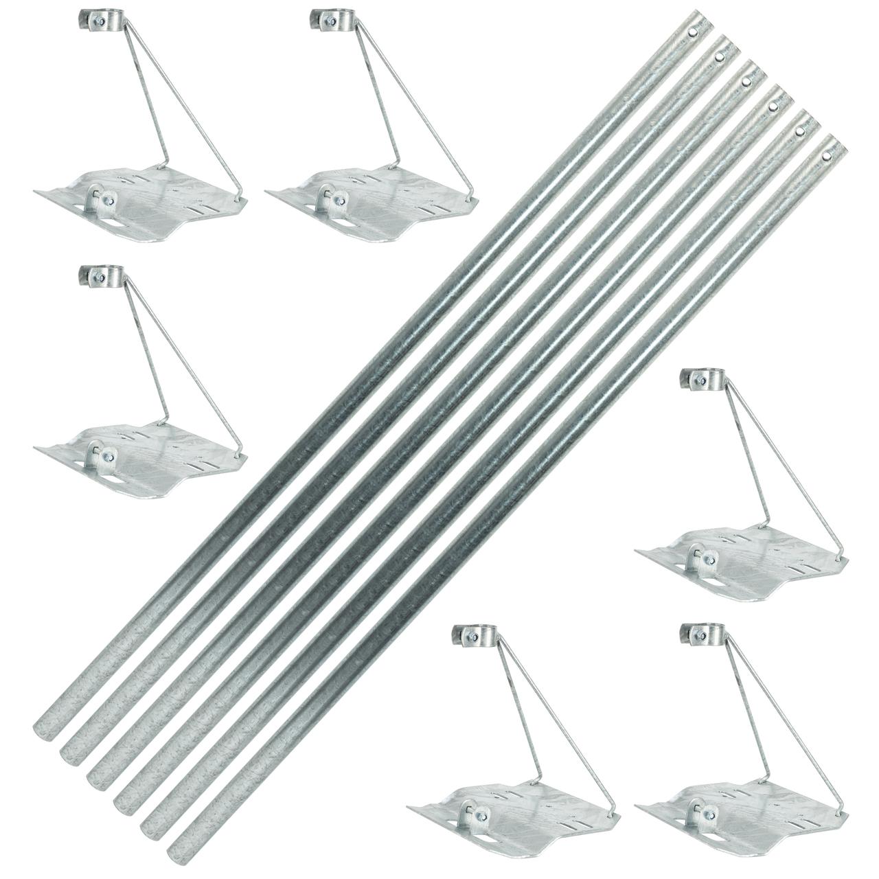 Hills Antenna BC2880-6PACK kit contents: base plates, masts, fasteners and weather cap