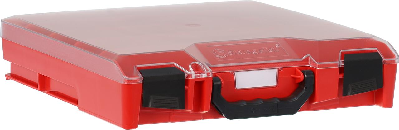 StorageTek Case Small Clear PC Lid-Red with Black Clasps