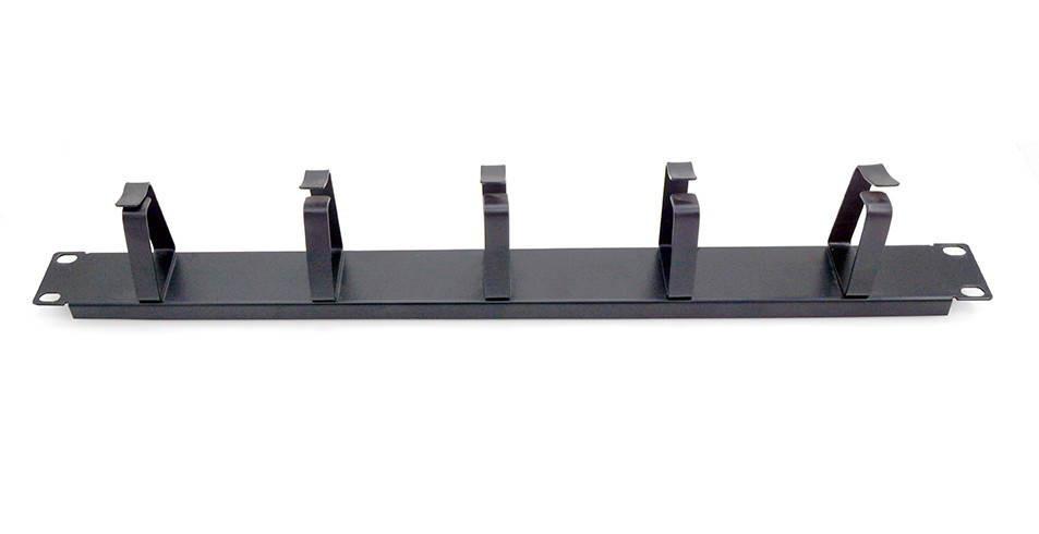 Black Powder-coated metal rings on Datatek 1U cable management panel