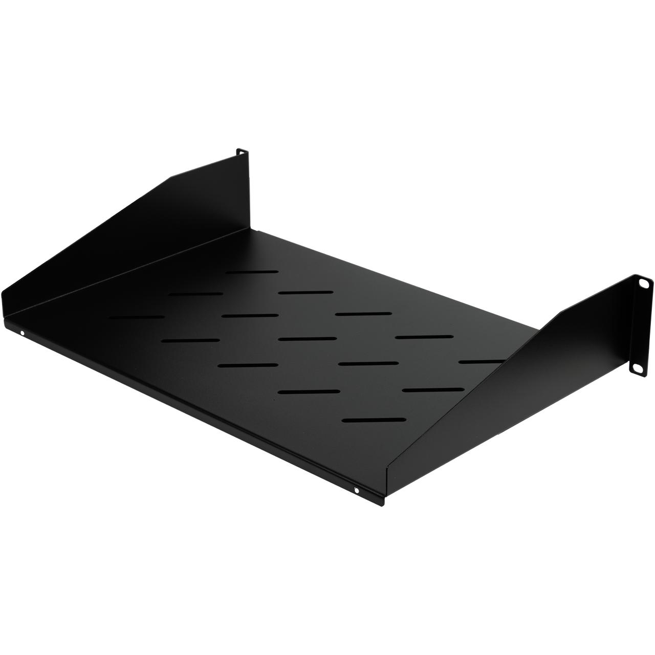 Datatek 2U 300mm deep cantilever shelf in black for 19-inch data cabinets