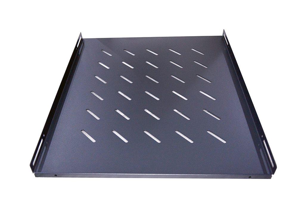 Datatek 550mm deep fixed shelf in black ventilated style for 19-inch data cabinets