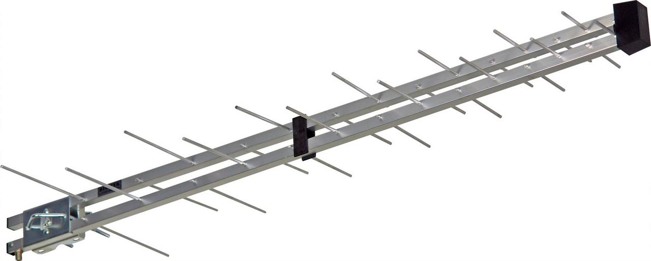 Heavy-duty 28-element Digitek UHF log periodic antenna with tilt bracket